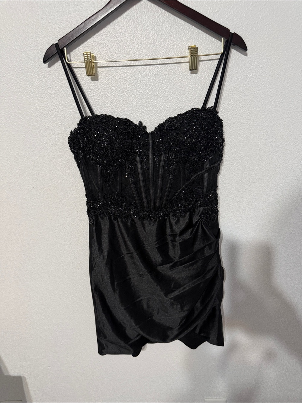 Black Beaded Lace Dress